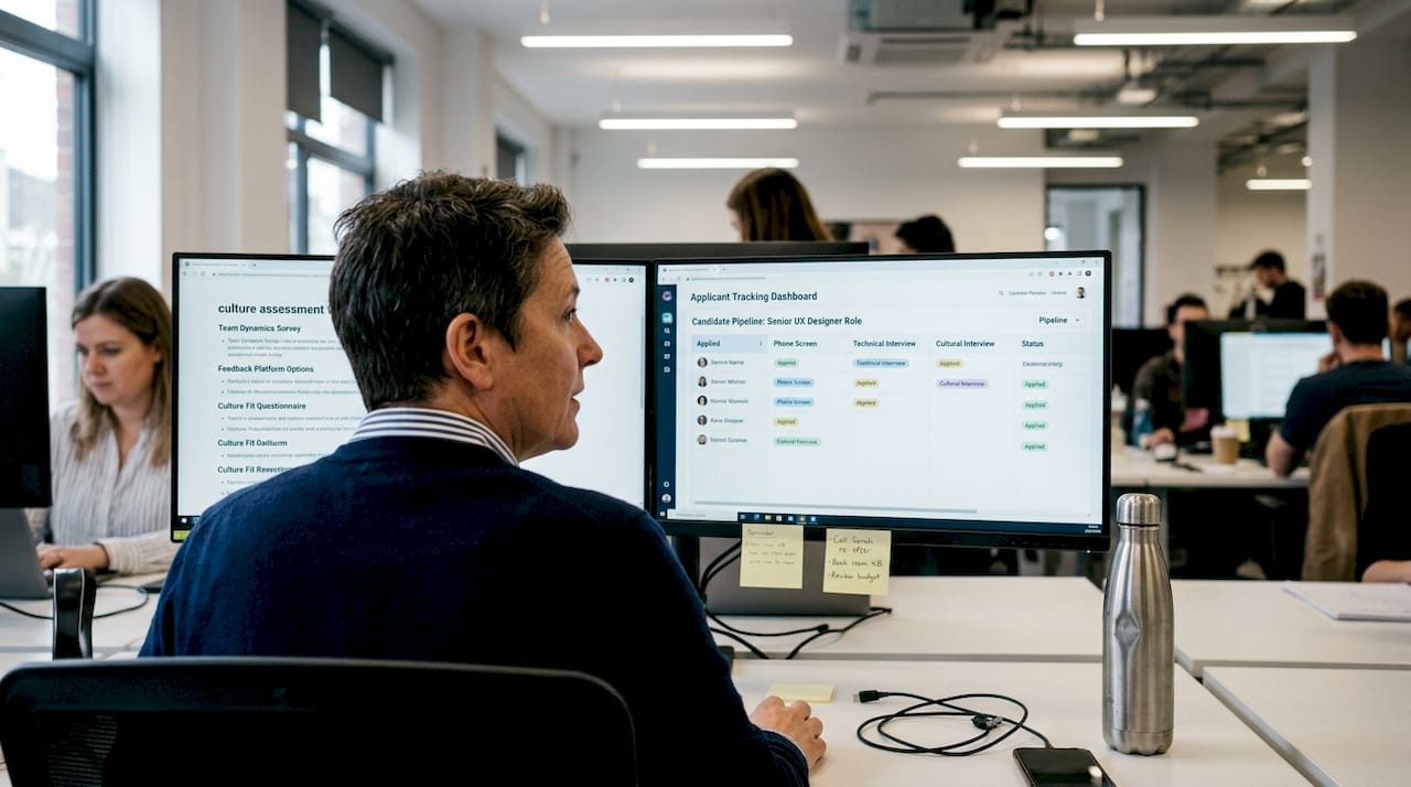 Manager comparing culture tools for hiring