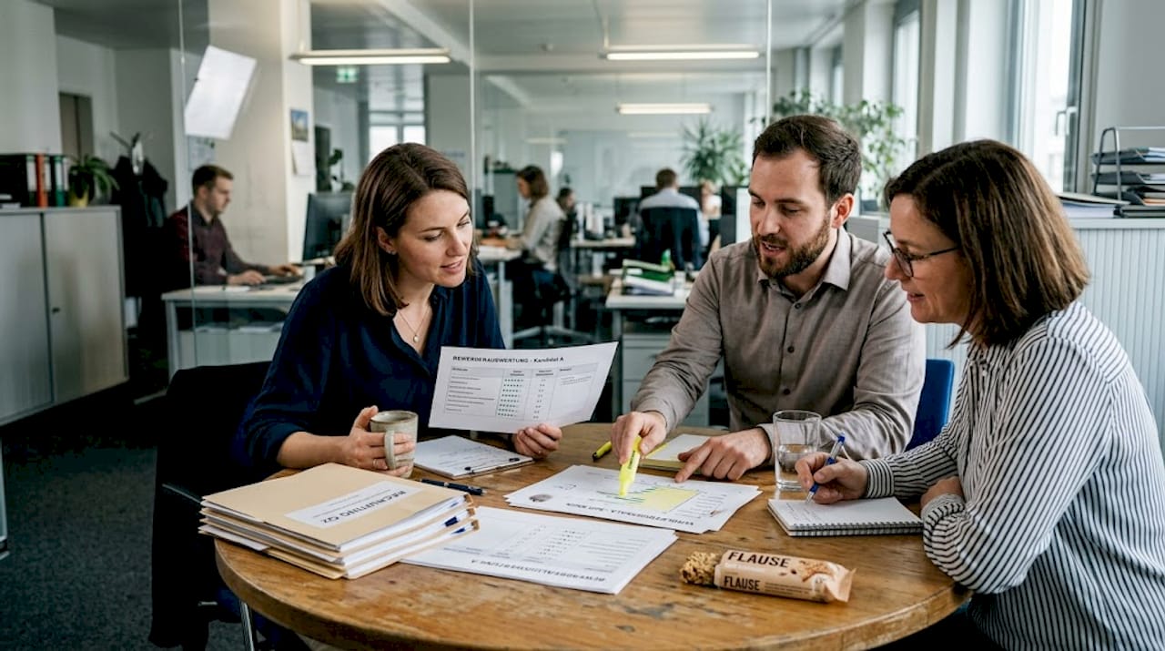 Das HR-Team wirft einen genaueren Blick auf die Auswertungen der Bewerber.