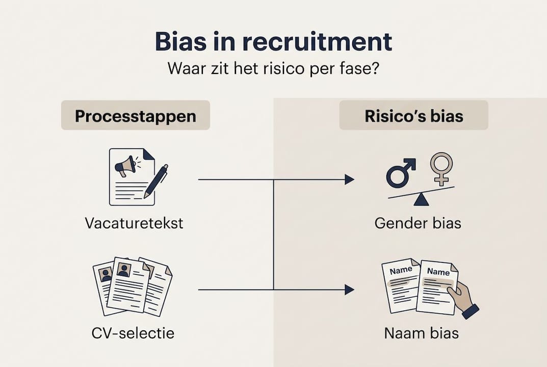 Infographic: waar sluipt vooringenomenheid binnen tijdens elke stap van het sollicitatieproces?