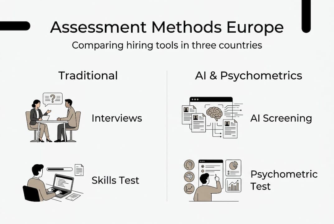 Infographic comparing hiring tools across Europe