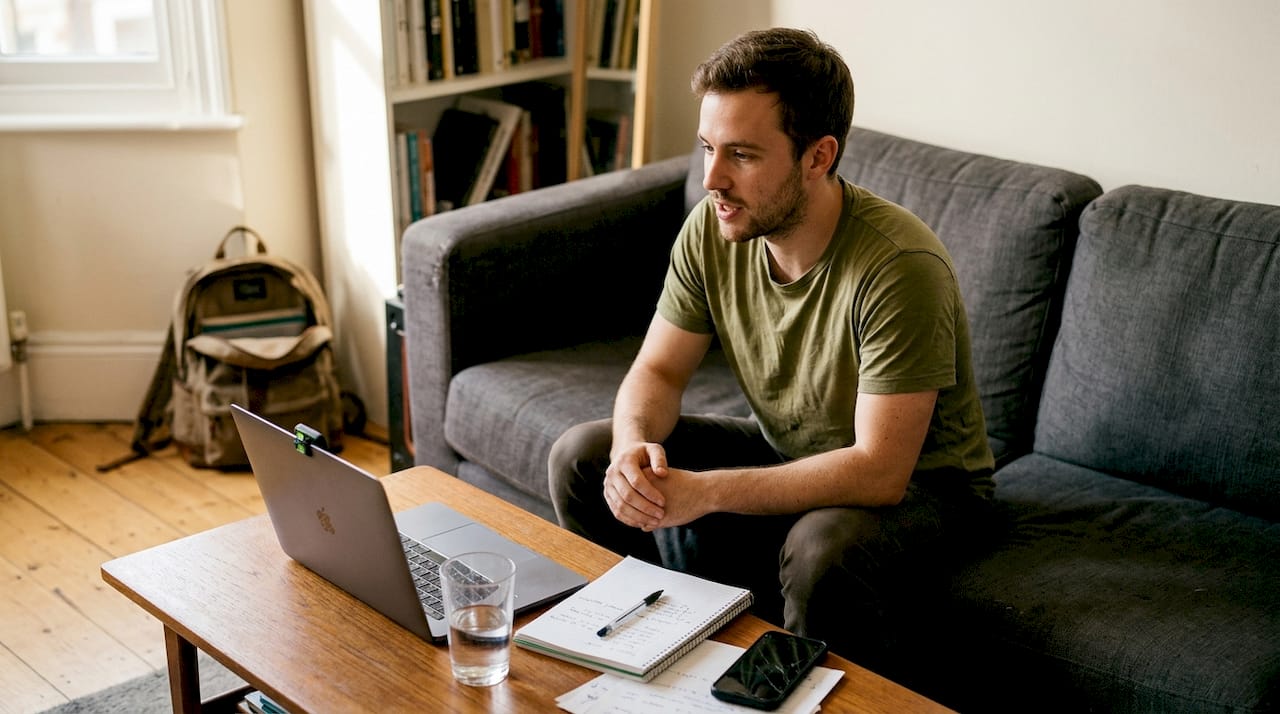 Candidate recording digital interview at home