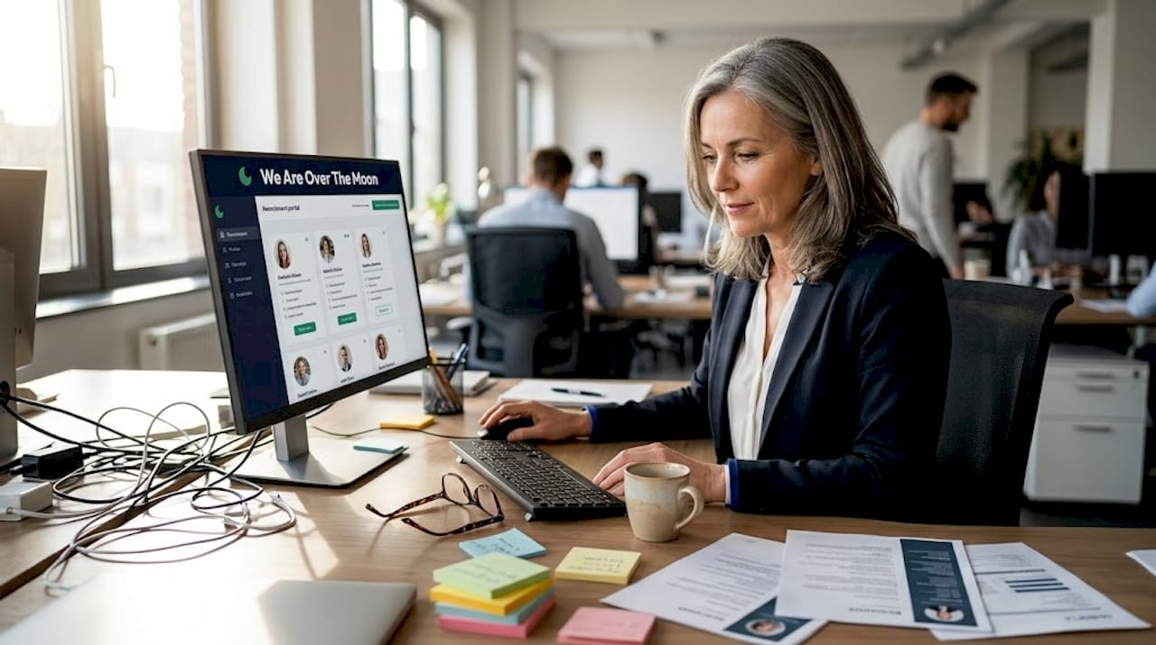 Een recruiter bekijkt online profielen van potentiële kandidaten.