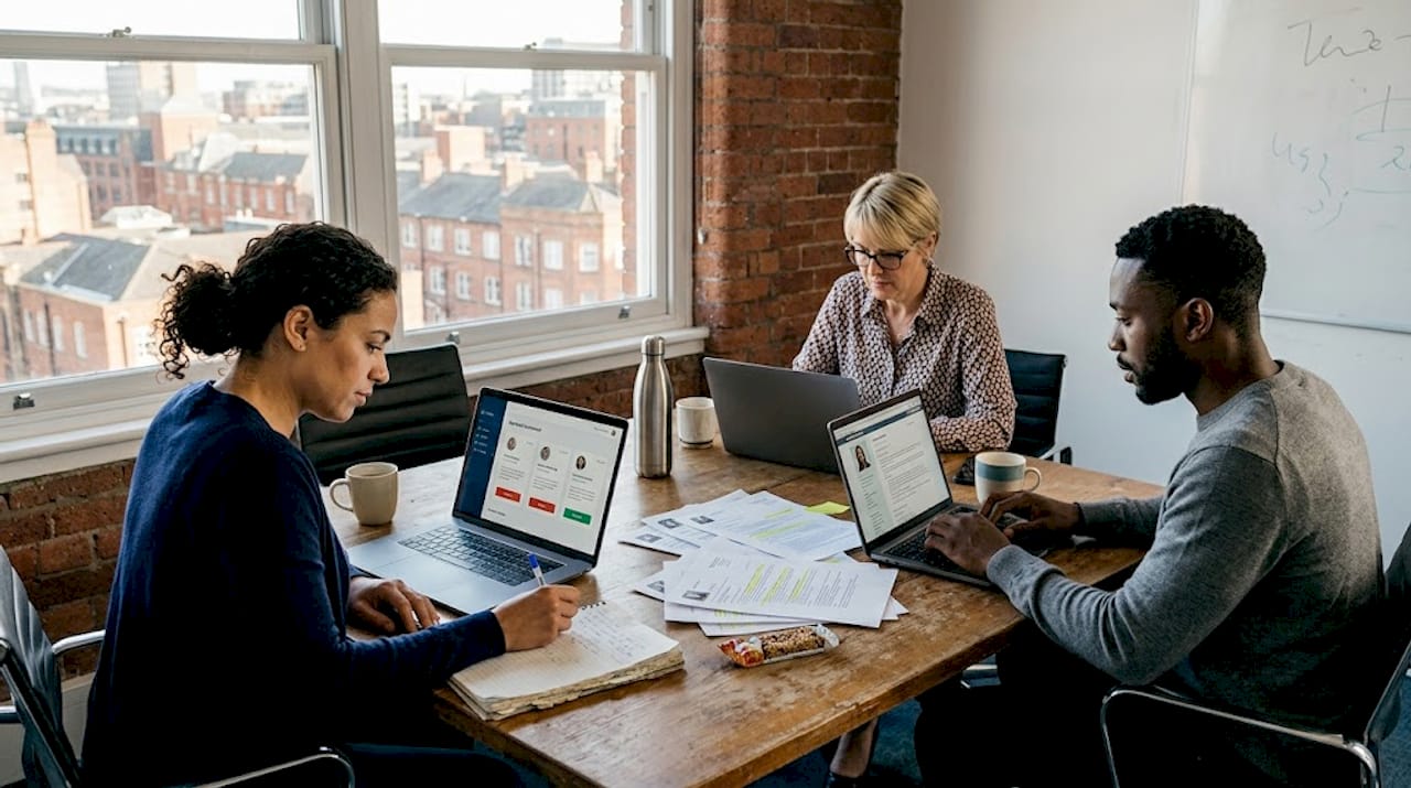 HR team reviewing candidates with AI tools