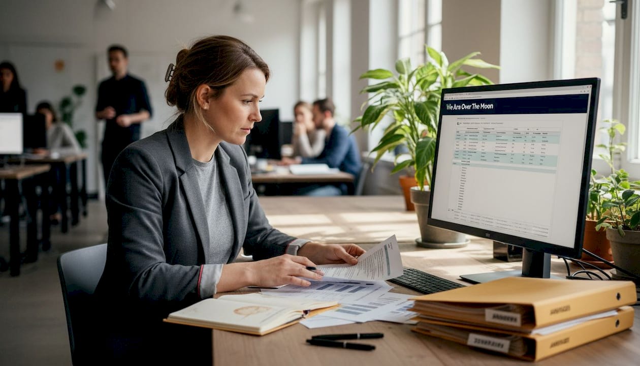 HR-manager bekijkt verschillende beoordelingsmethodes op de werkvloer