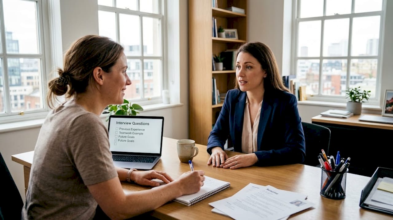 HR manager conducts behavioural interview meeting