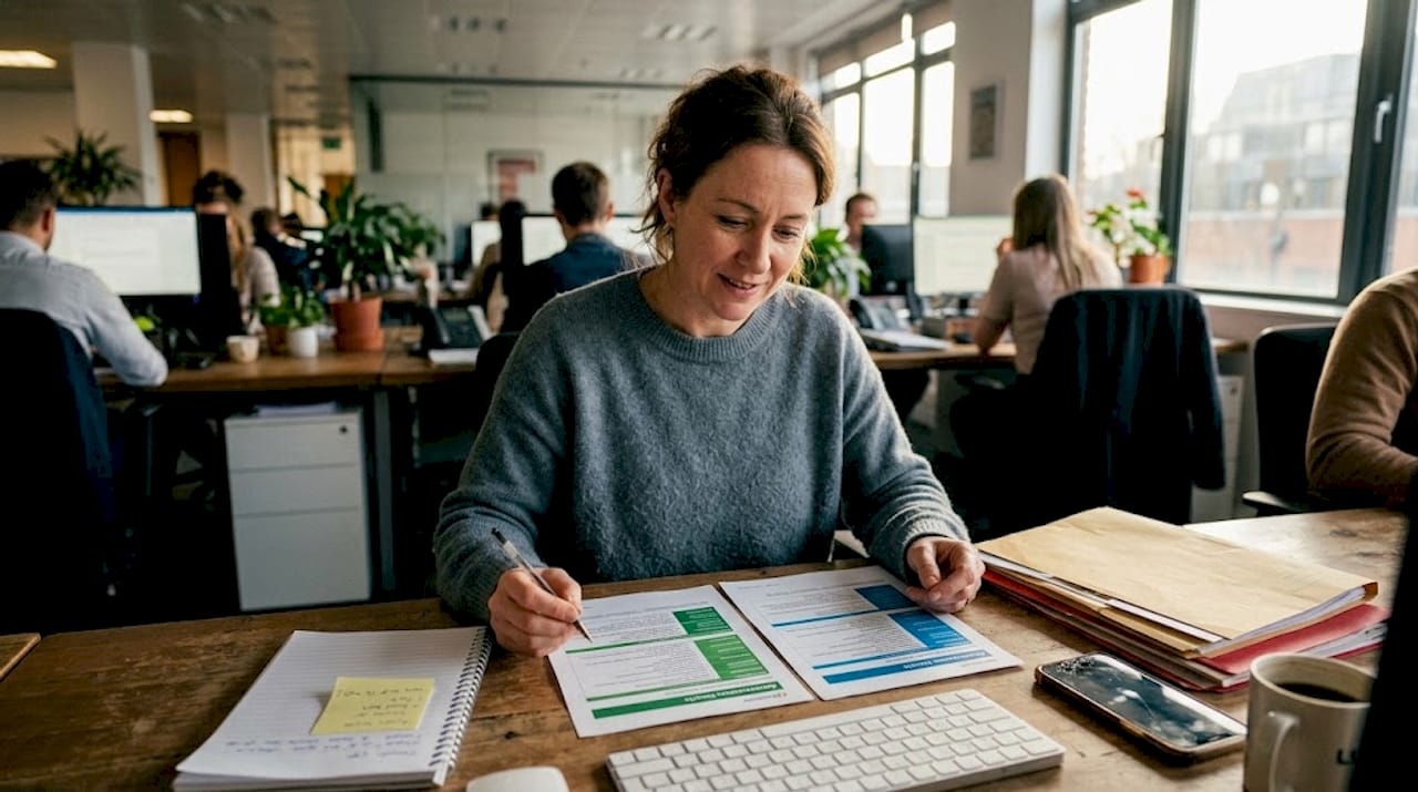 HR specialist reviewing candidate skill assessments