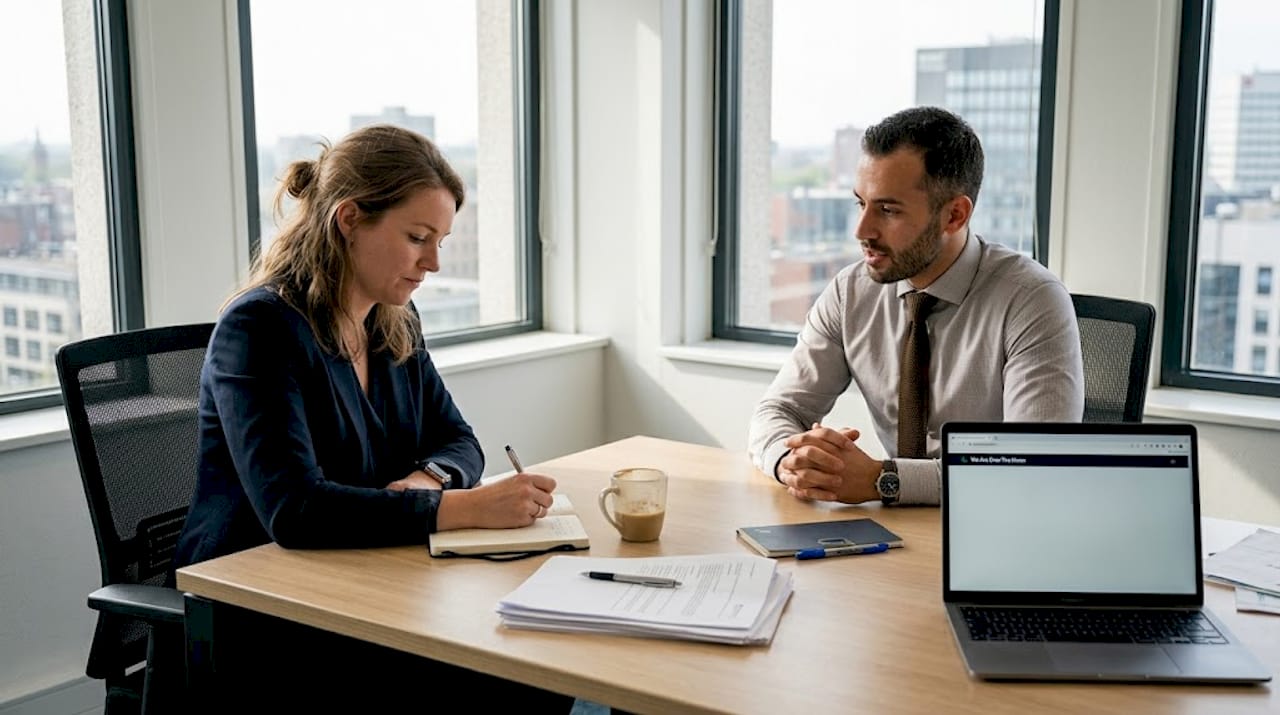 De recruiter geeft de sollicitant terugkoppeling over het sollicitatiegesprek.