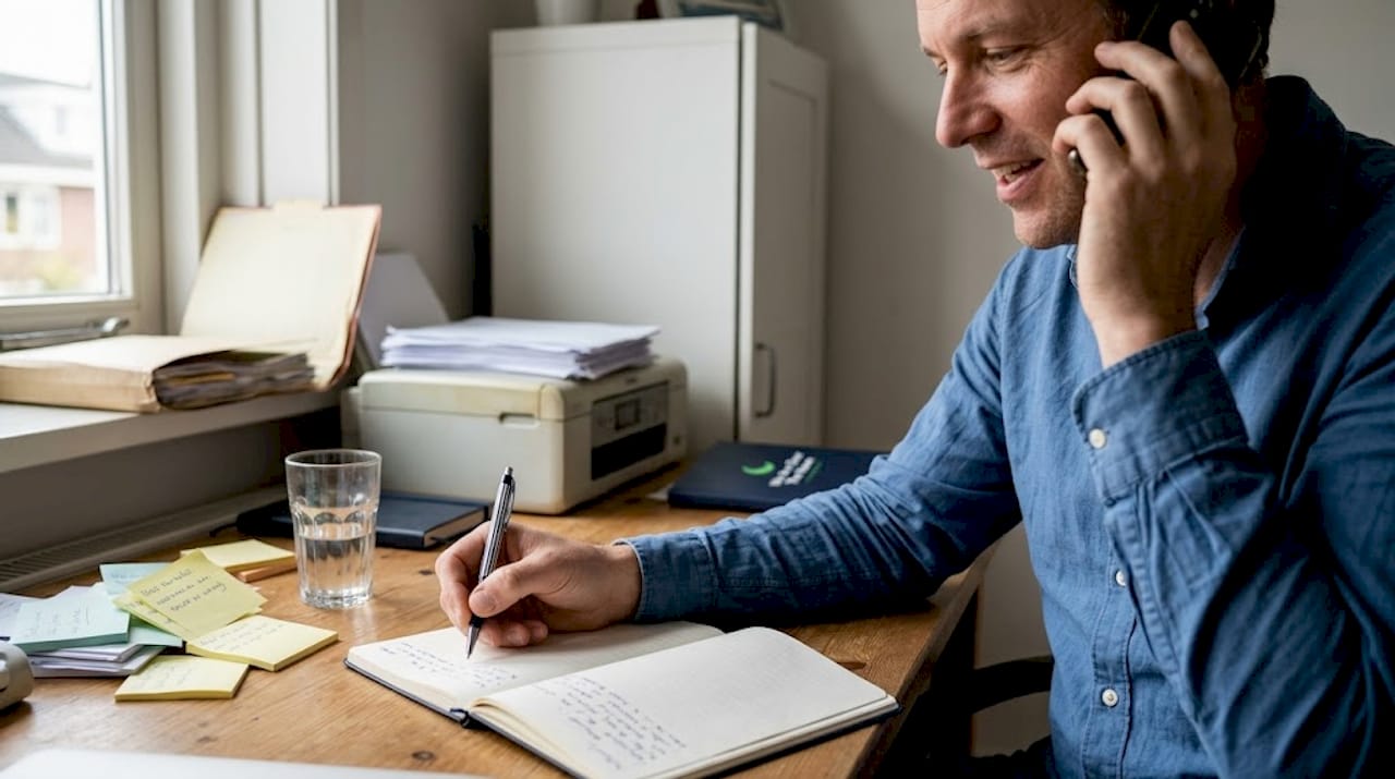 Man deelt zijn mening tijdens een telefoongesprek