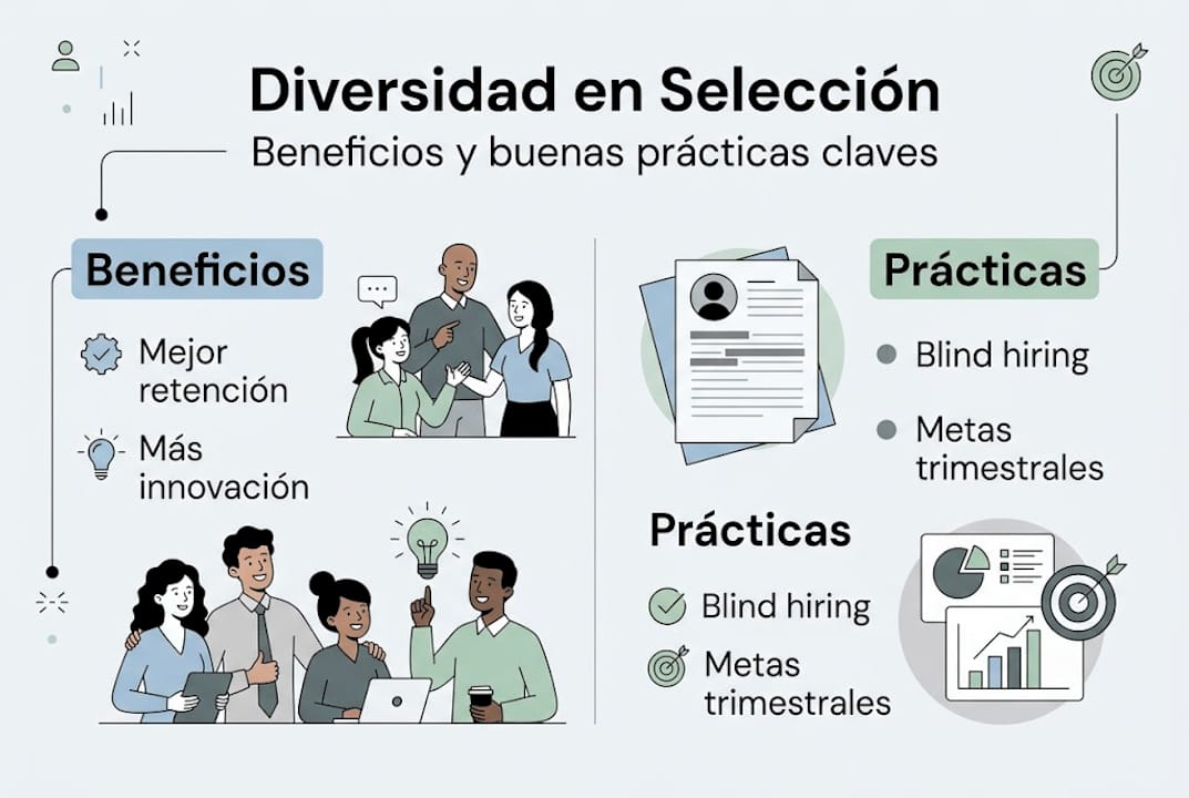 Infografía sobre buenas prácticas y ventajas de la diversidad