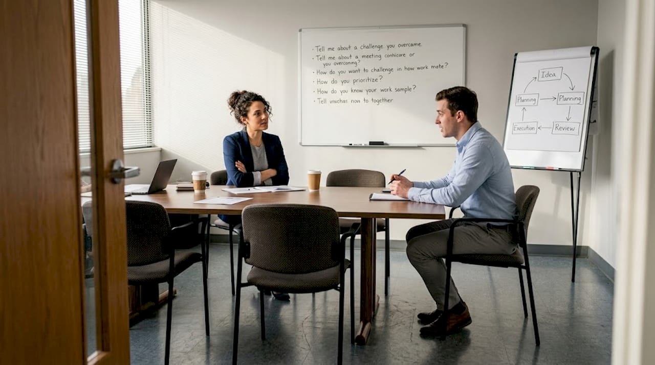 Hiring manager conducting work sample interview
