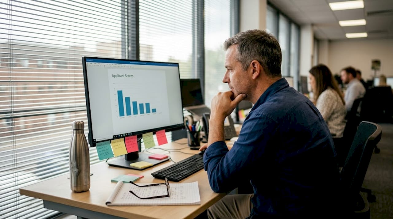 HR specialist examines cognitive test results