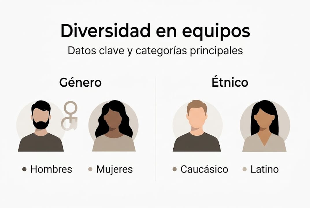 Infografía con los datos clave sobre la diversidad en los equipos