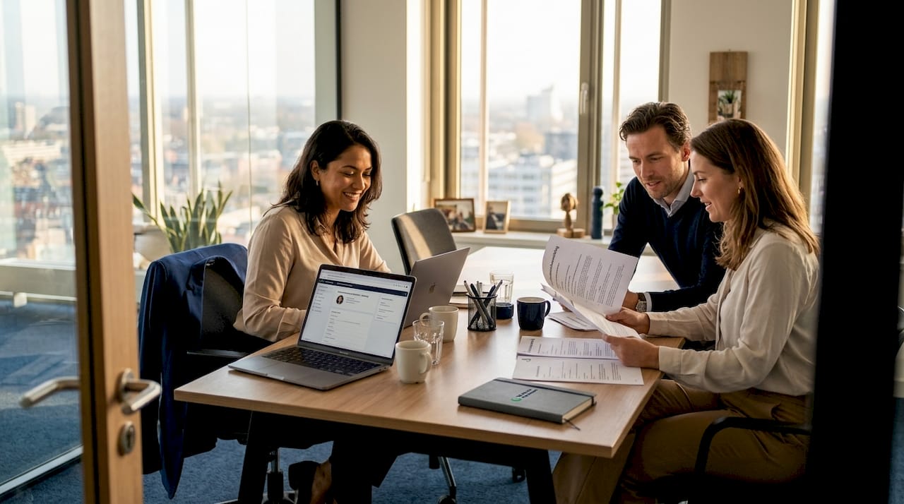 Het wervings­team bekijkt en beoordeelt de resultaten van de kandidaten.
