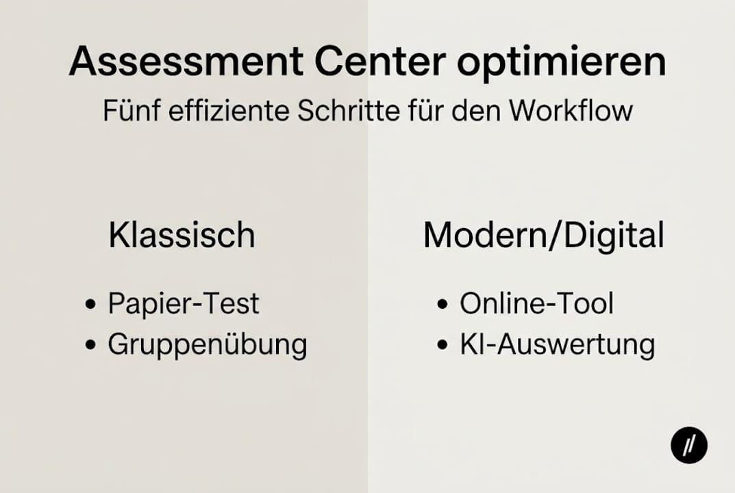 Infografik: Optimierung von Assessment Centern – traditionell und digital im Vergleich
