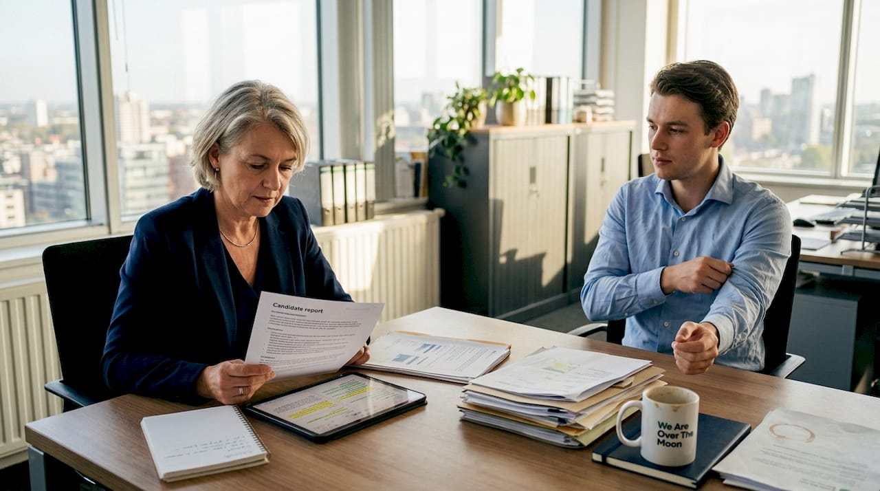 HR-manager en sollicitant in gesprek tijdens een sollicitatiegesprek