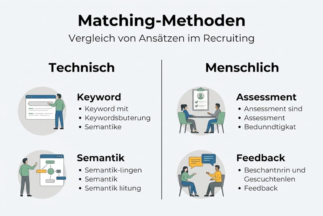 Die Infografik veranschaulicht die unterschiedlichen Matching-Ansätze im direkten Vergleich.