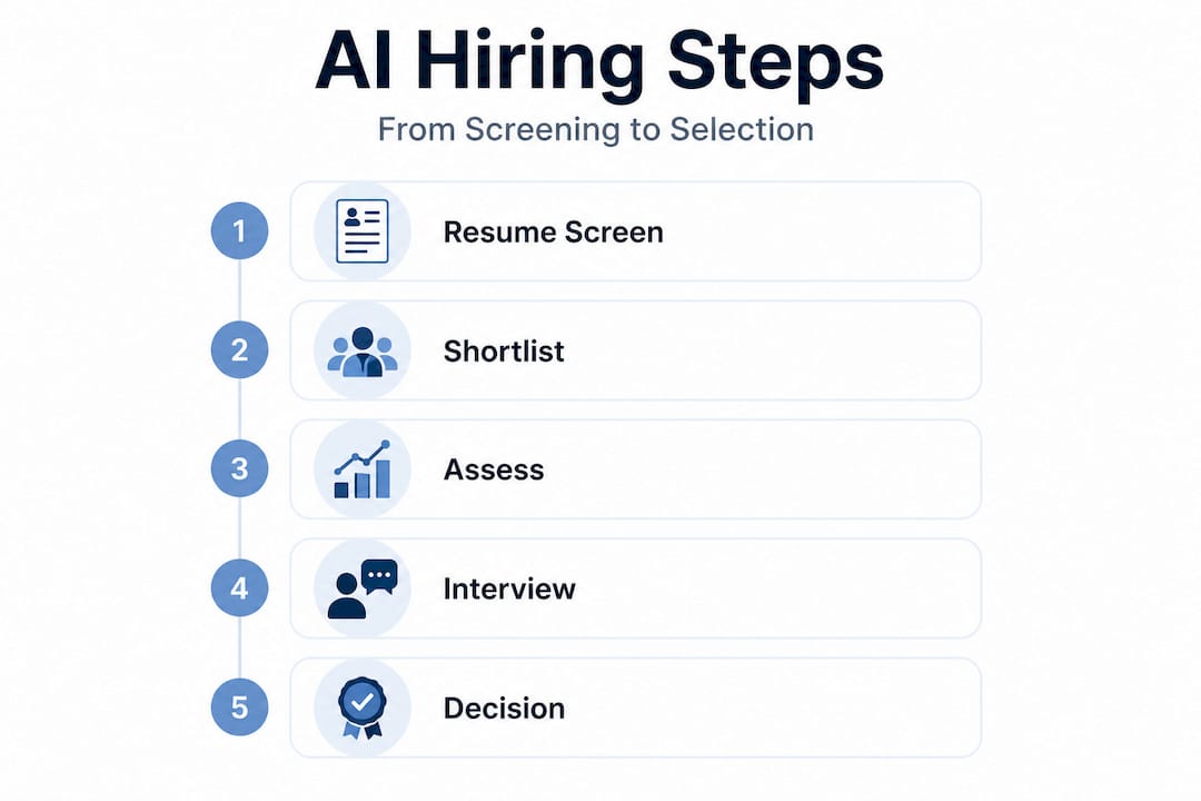 Infographic showing key AI hiring steps