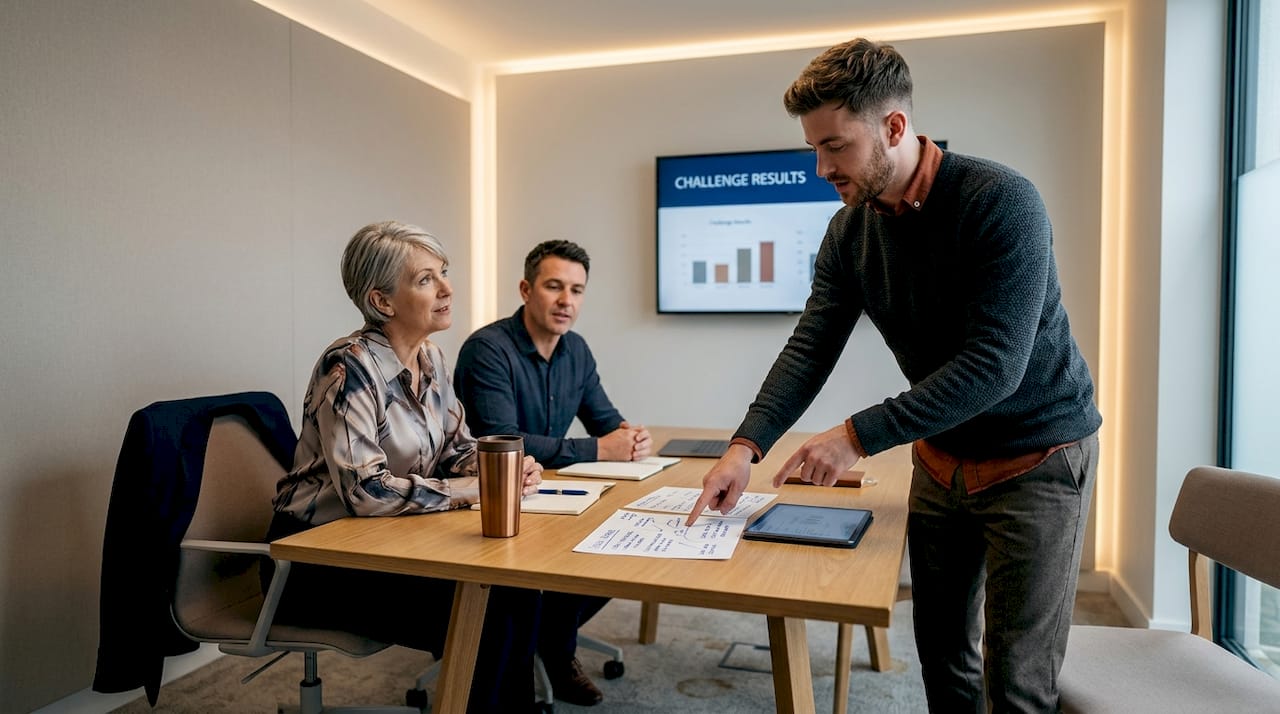 Candidate presenting work to interview panel