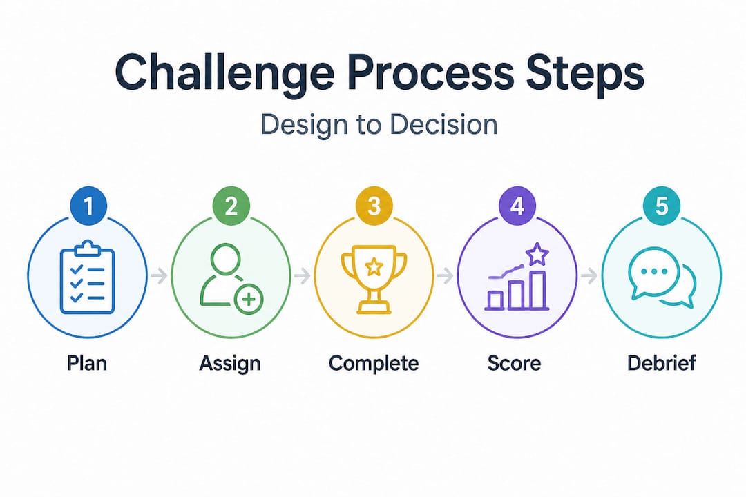 Infographic outlining five key challenge process steps