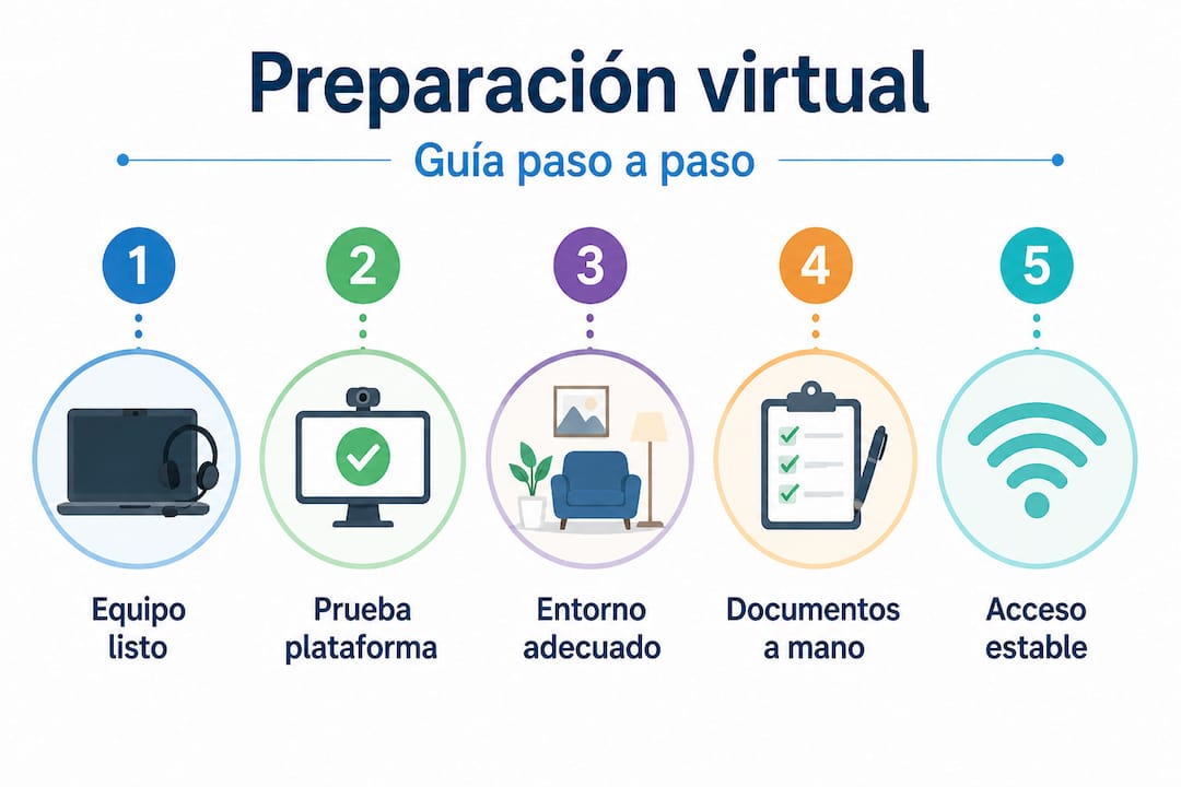 Guía visual con recomendaciones para tener éxito en entrevistas online