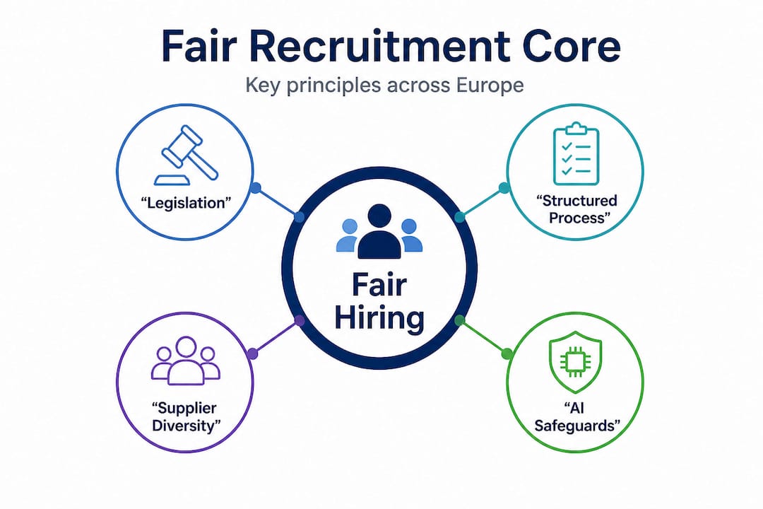 Infographic showing fair recruitment core principles