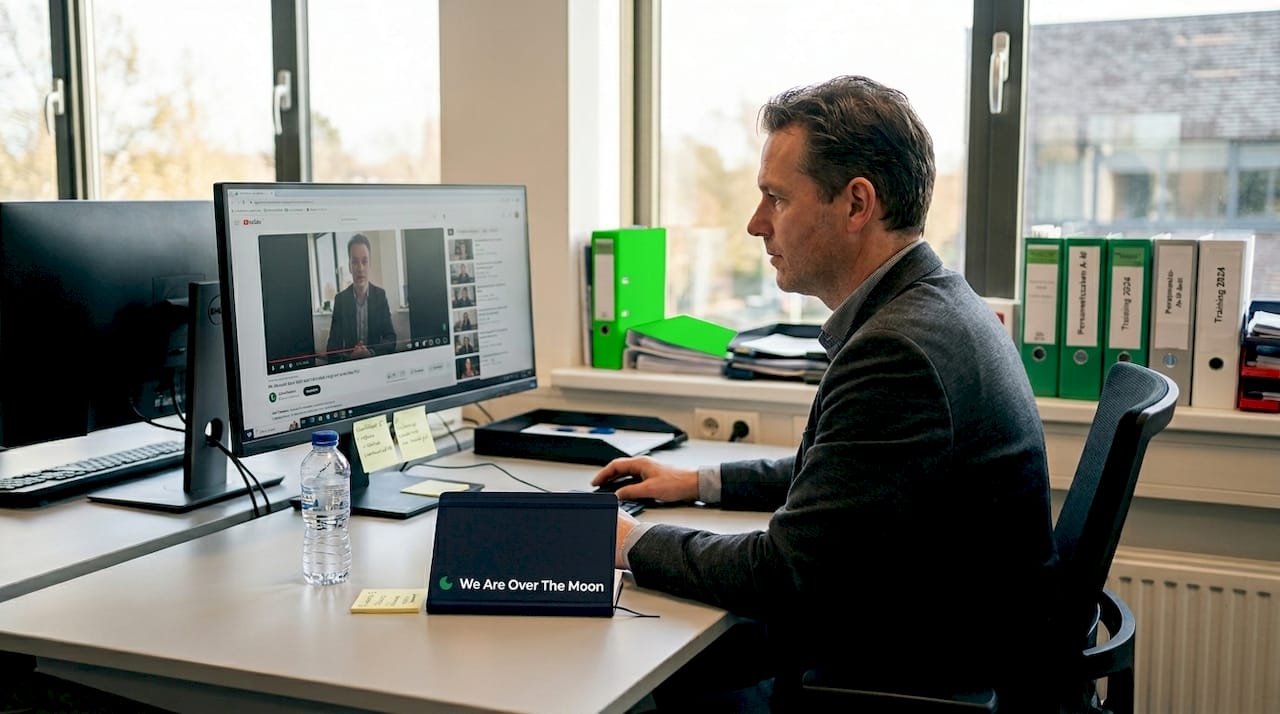 De HR-manager beoordeelt sollicitatievideo’s die vooraf zijn opgenomen.