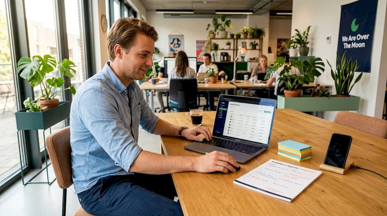 Een recruiter die routinetaken automatiseert binnen een gezamenlijke digitale werkomgeving.