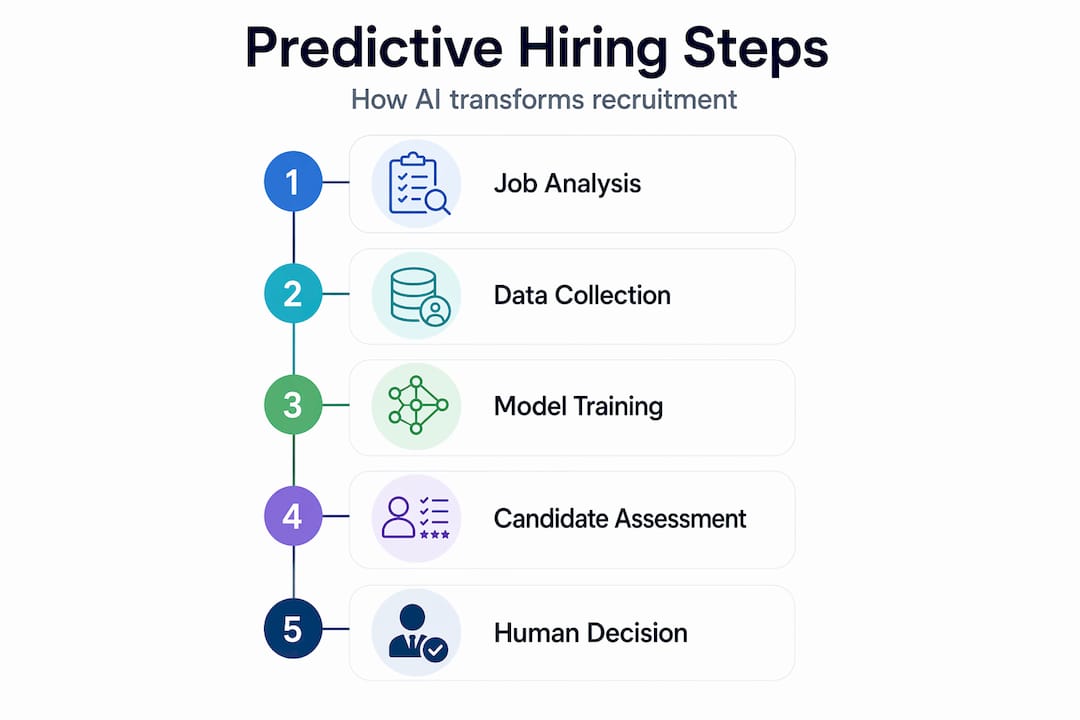 Infographic outlining AI hiring process steps