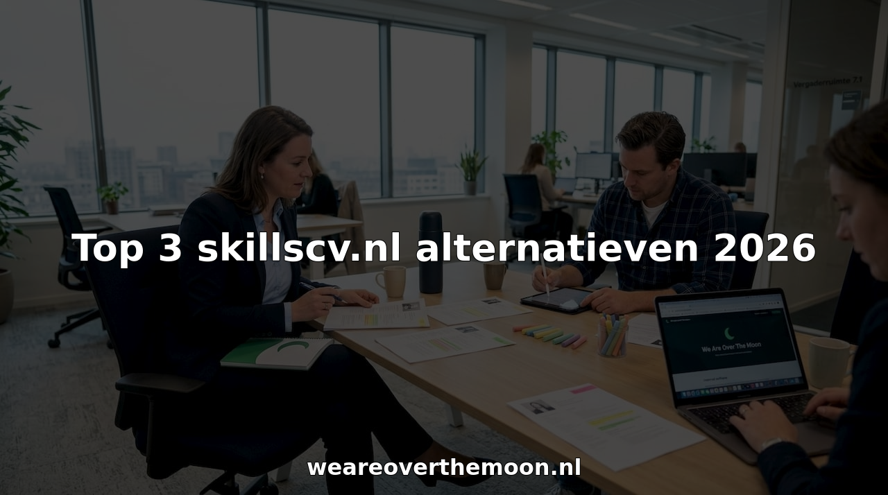 Een HR-team zit samen aan tafel en beoordeelt stapels cv’s.