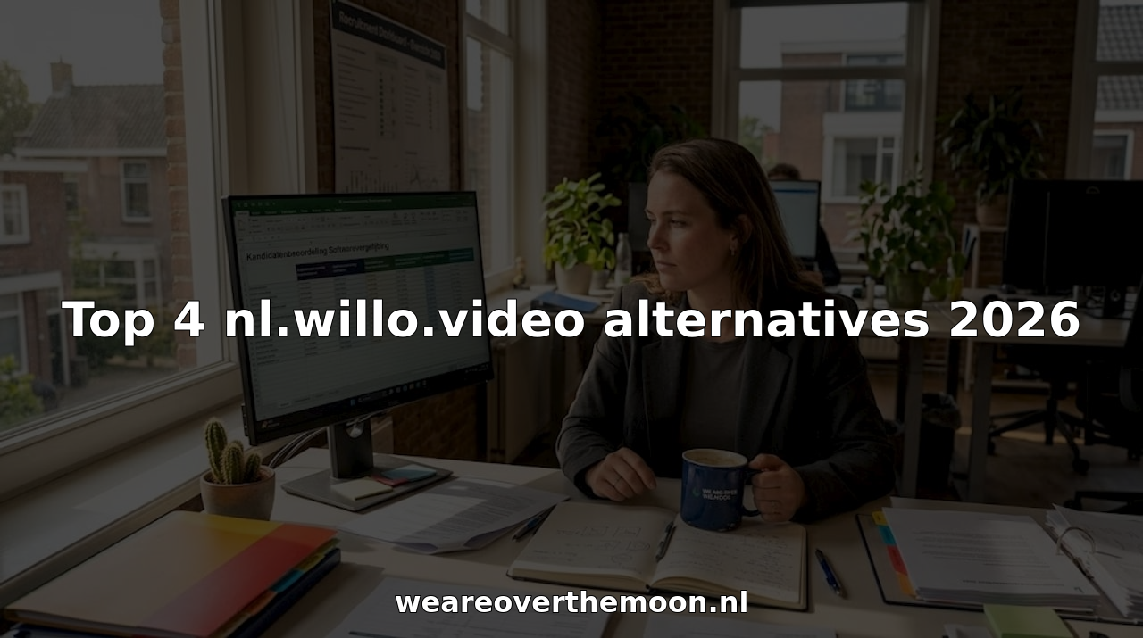 Een recruiter zit op kantoor verschillende assessmenttools met elkaar te vergelijken.