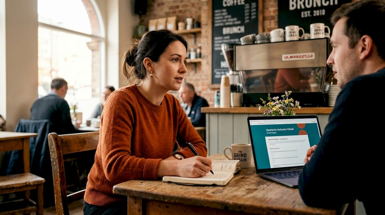 HR manager gathers feedback in casual workspace