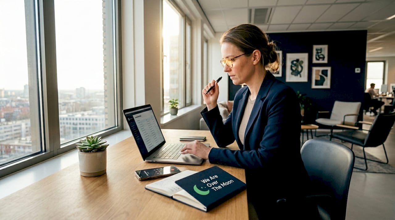 Een recruiter zit achter zijn laptop en is bezig met het selecteren van kandidaten via voorspellende wervingsmethoden.