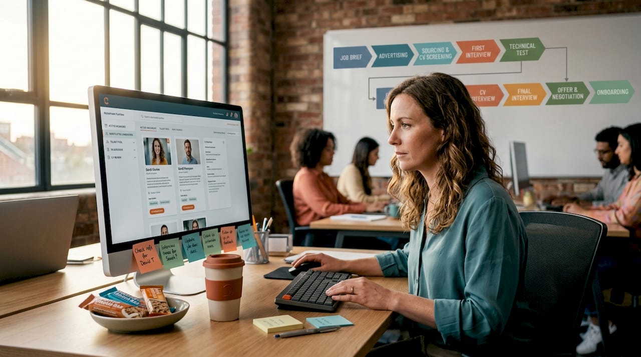 Recruiter using AI tools for candidate sourcing
