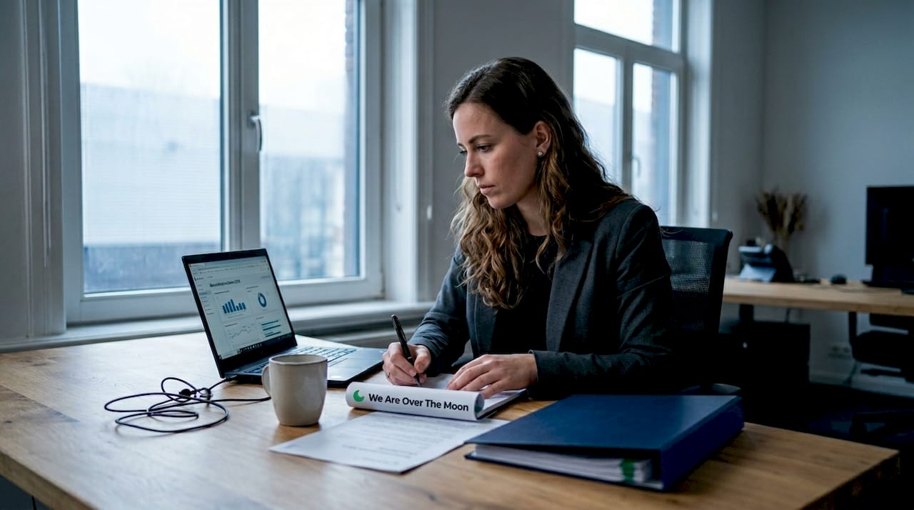 Een HR-professional bekijkt de uitslagen van een assessment op de laptop.