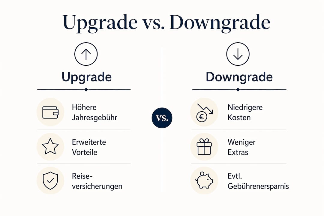 Infografik: Vorteile und Kosten im Überblick – Upgrade vs. Downgrade im Vergleich