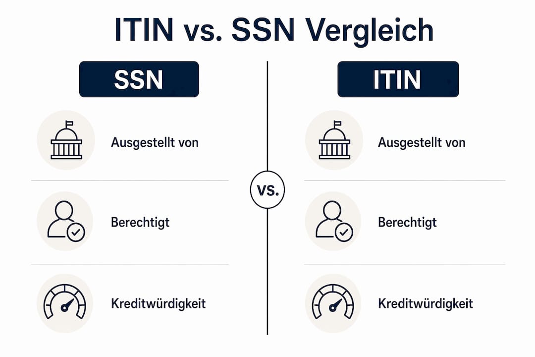 Übersichtsgrafik: Die wichtigsten Unterschiede zwischen ITIN und SSN auf einen Blick