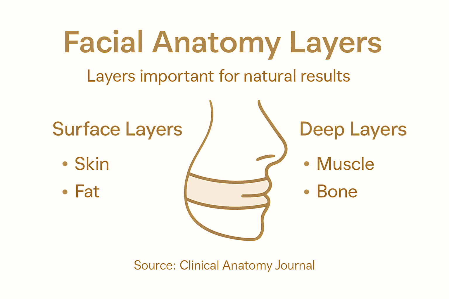 Infographic visualizing key facial anatomy layers