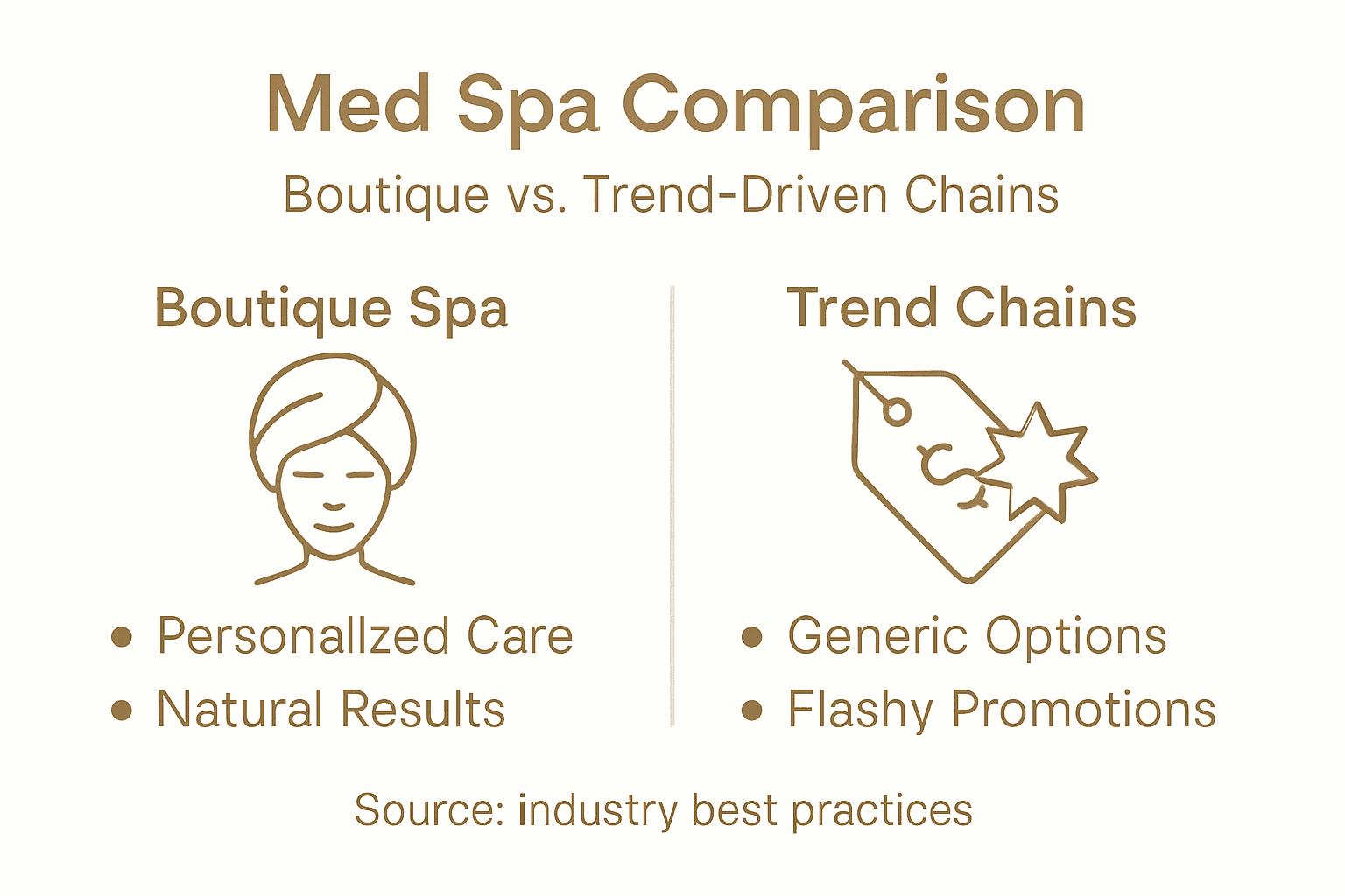Infographic comparing boutique vs chain med spas