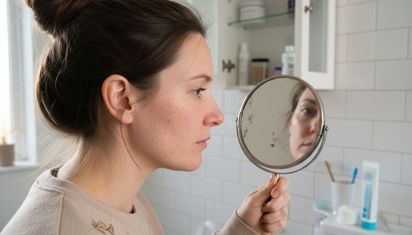 Close-up of cheek after microneedling treatment