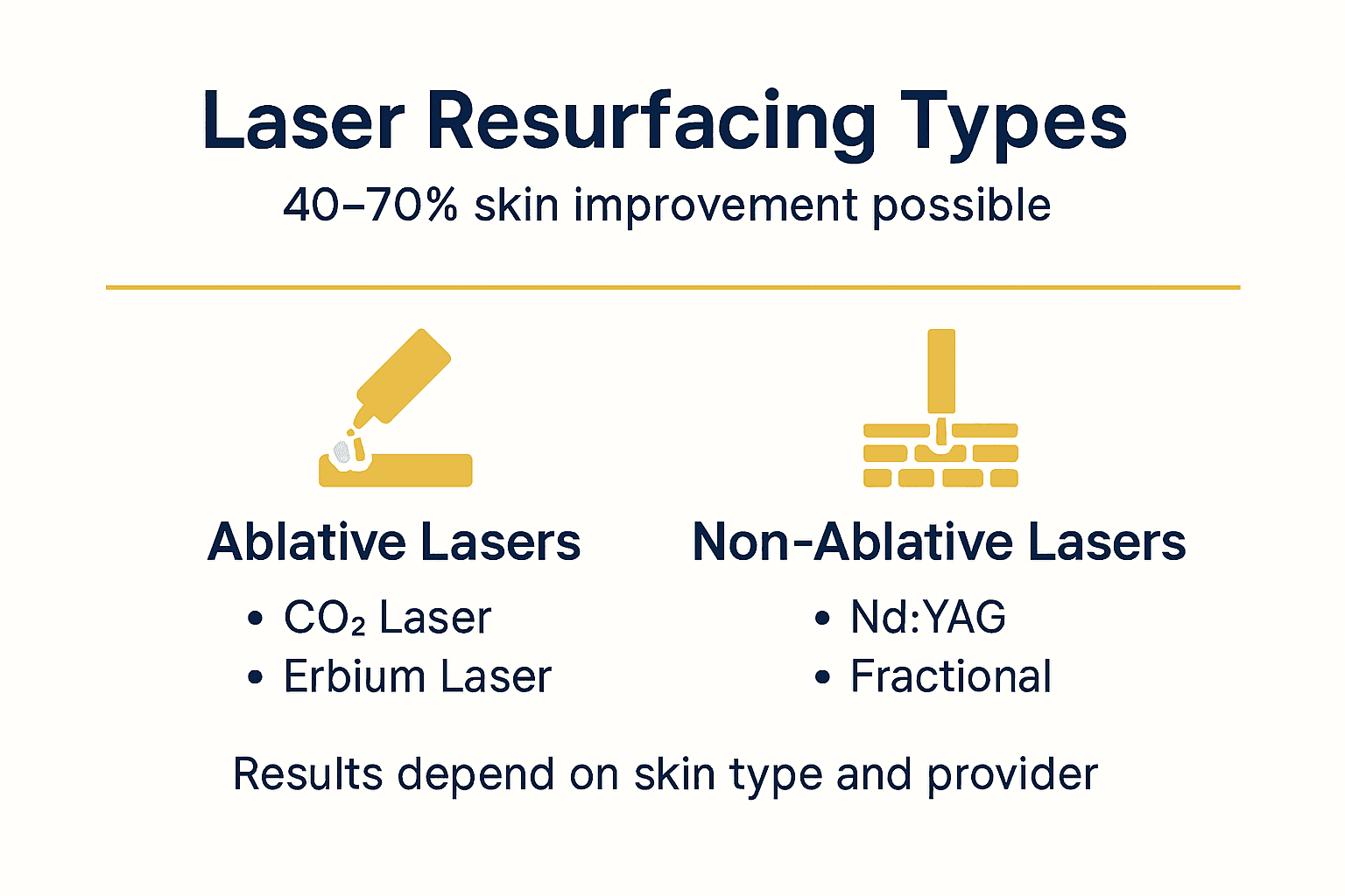 Infographic summarizes laser types and improvement ranges