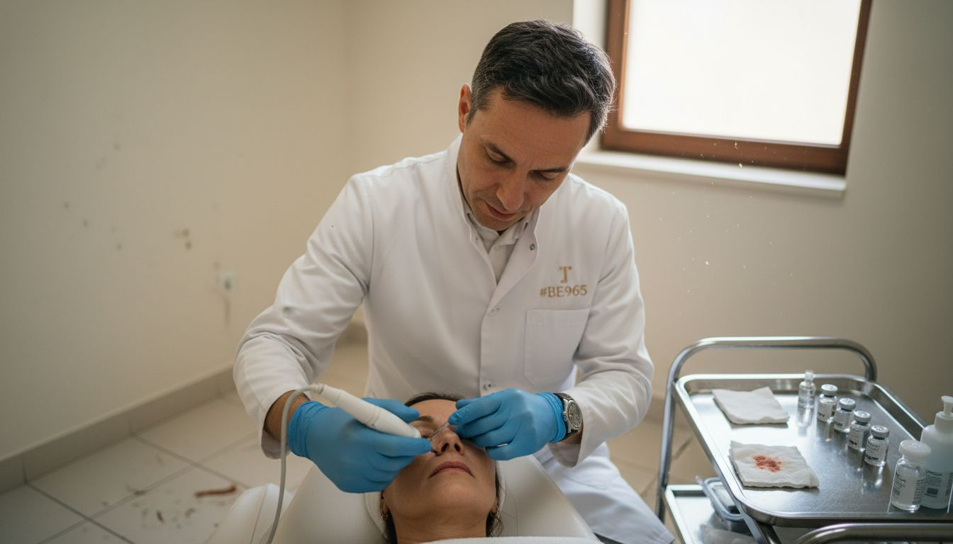 Esthetician preparing skin treatment session