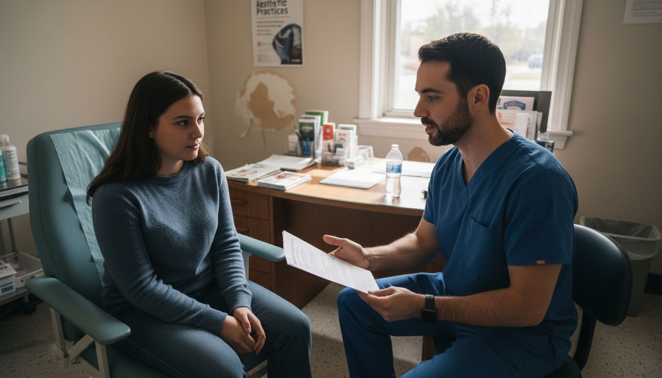 Provider discussing safety and aftercare with patient