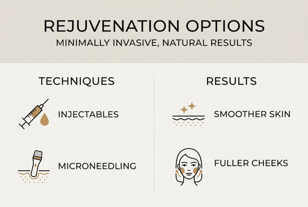 Infographic comparing rejuvenation techniques and results