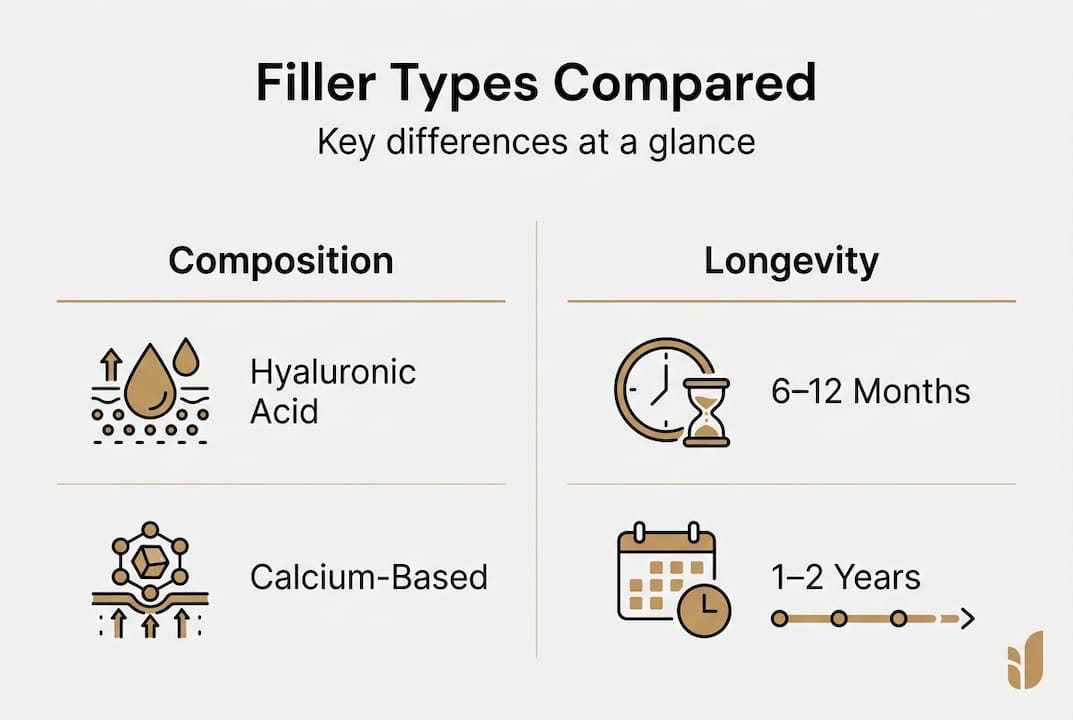 Infographic compares filler types and longevity