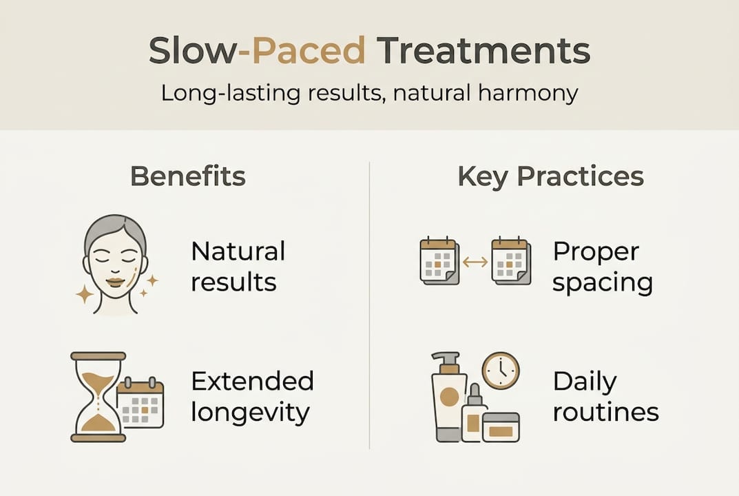 Infographic of slow-paced treatment key points