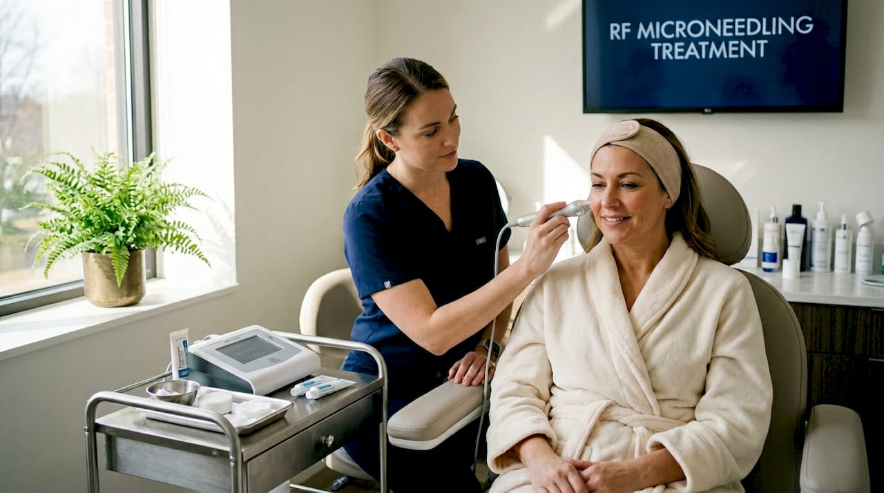 RF microneedling treatment administered in clinic