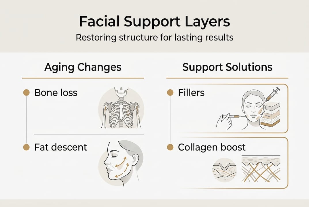 Infographic showing support layers and treatments