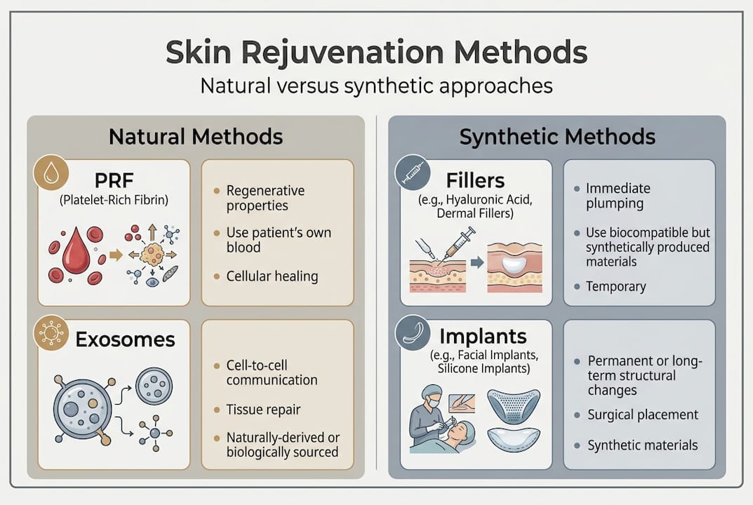 Infographic contrasting natural and synthetic skin methods