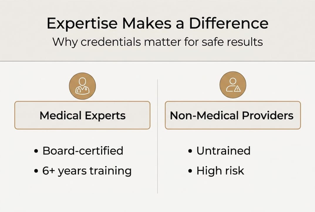 Infographic comparing cosmetic provider credentials