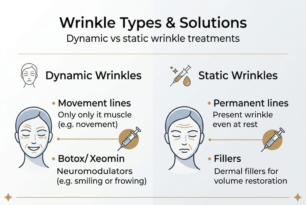 Infographic showing wrinkle types and treatments